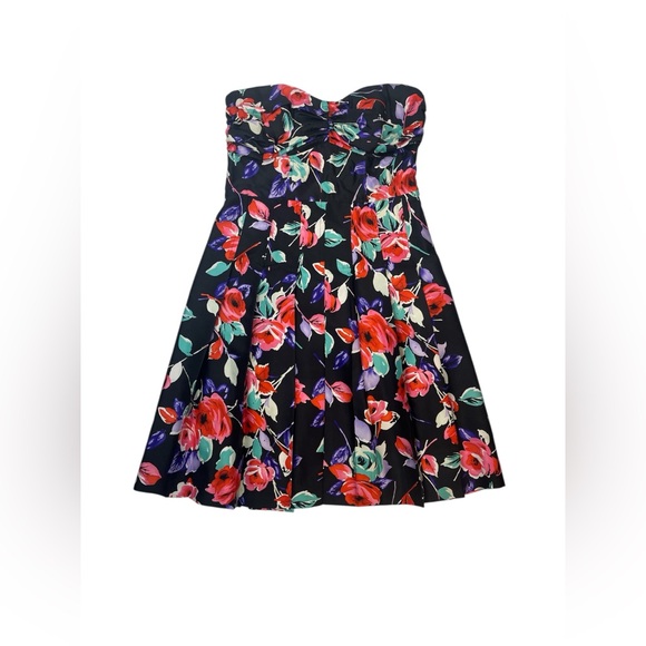 Vintage Express silk strapless floral fairycore fit to flare dress size 8 Whimsy - Picture 3 of 7